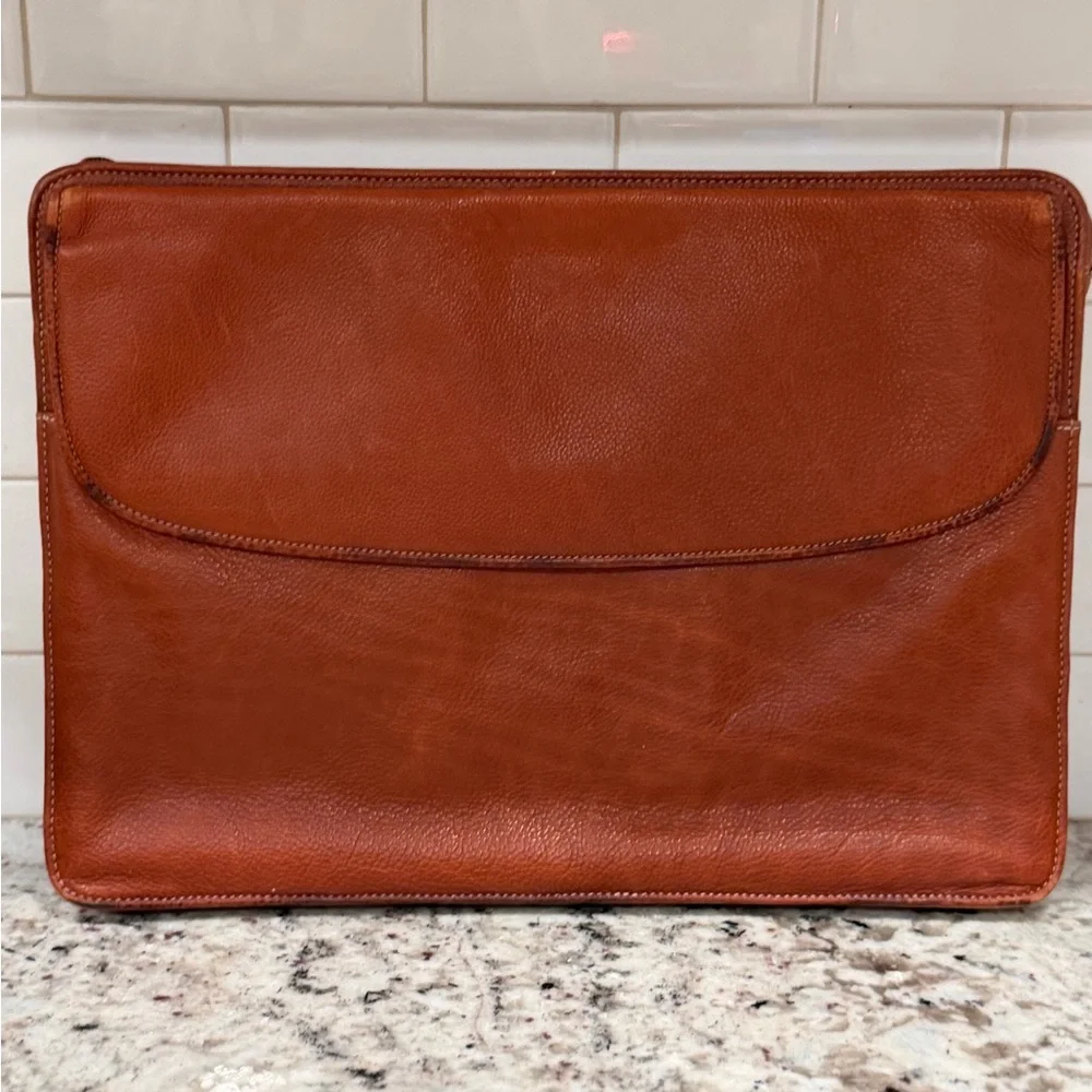 Johnston & Murphy Tan Leather Laptop Bag